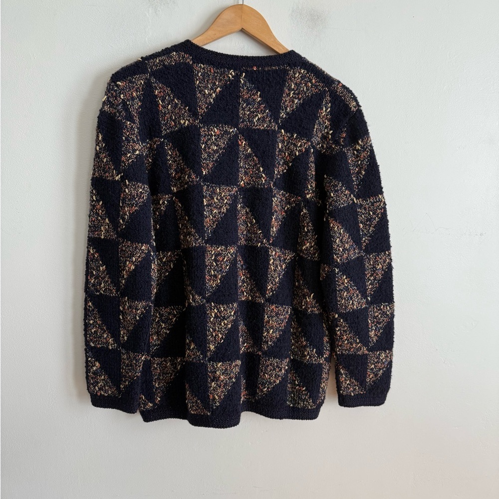 Vintage Navy Navy-Multicolor Geometric Knit Cardigan - Picture 6 of 7